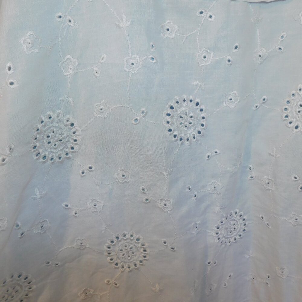 Anne Carson White Linen Eyelet Lined Midi A line Skirt Womens 12 - Picture 6 of 10